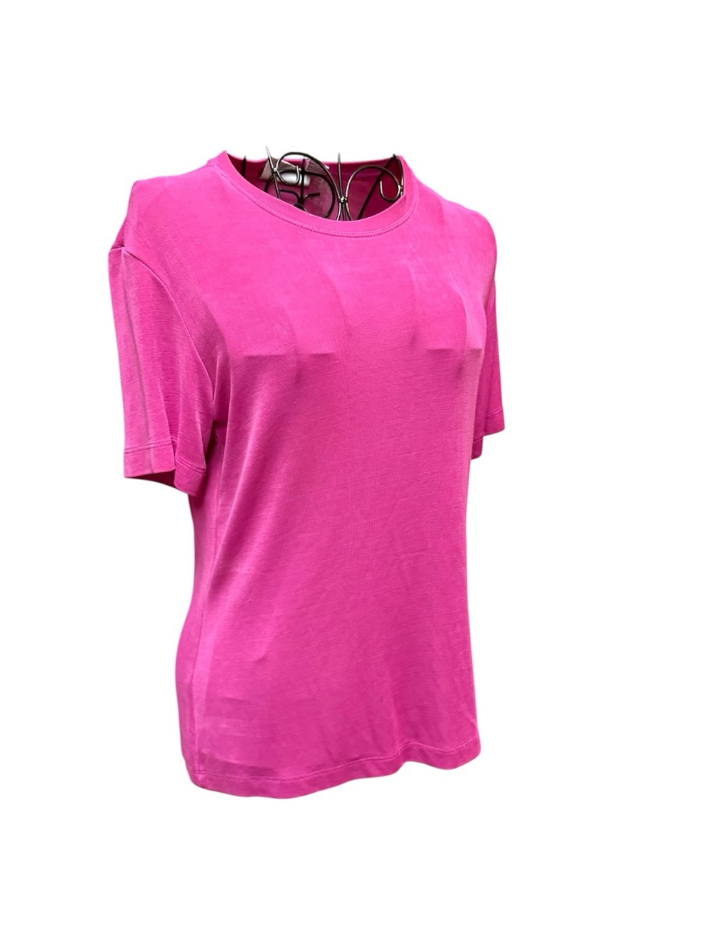 Chico's Short Sleeve Crew Neck Top - Bright Pink - Picture 2 of 6